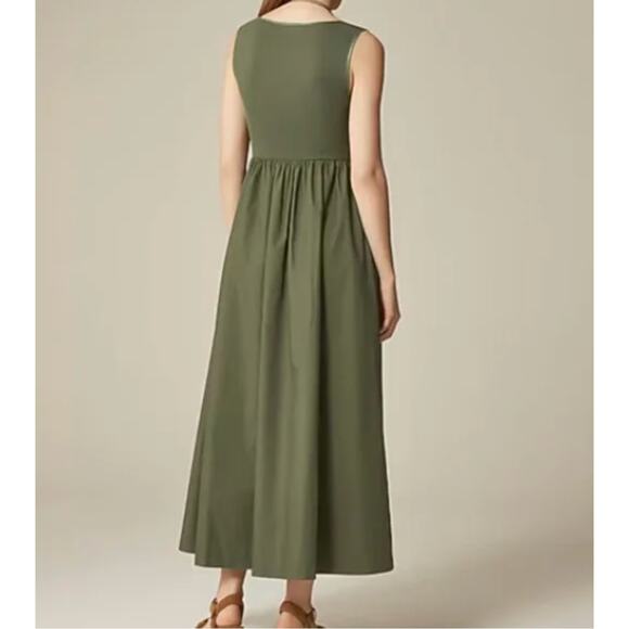 J Crew Scoopneck Mixy Dress XXS 2XS 2XSP P2XS Olive Green NWT Midi J.Crew CN619 - Picture 2 of 4
